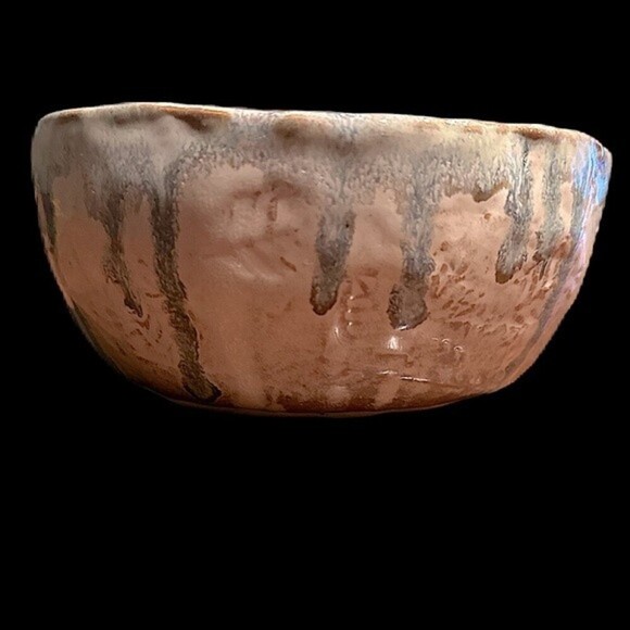 Vintage Pottery Drip Glazed With A Leaf Pattern Design &‎ Artist Signed - Picture 2 of 11